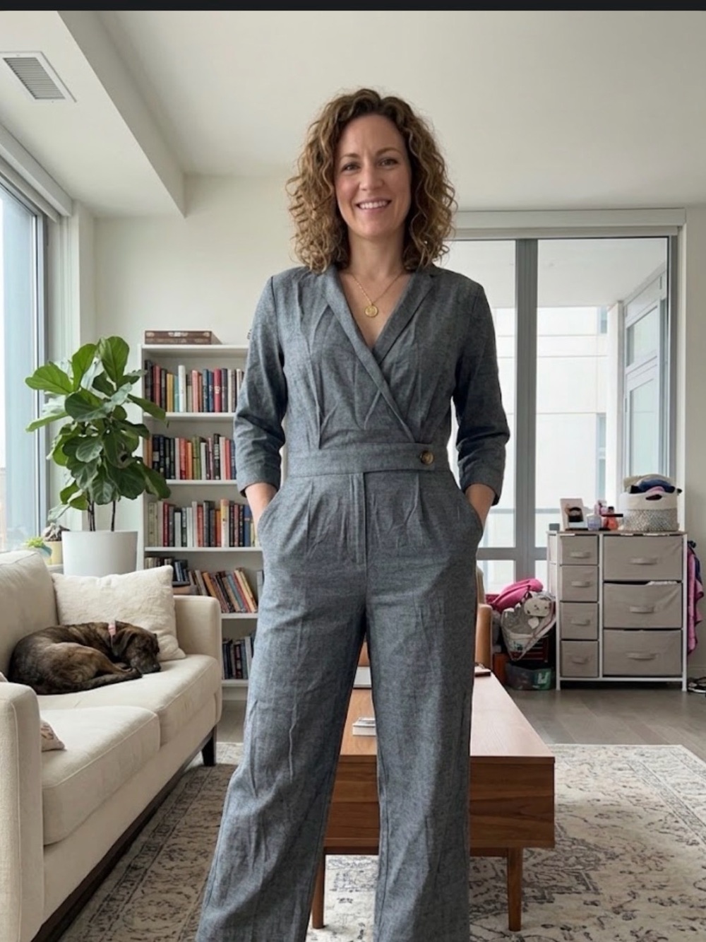 Mango casual women Gray Wrap Jumpsuit - Classic Ponte Style